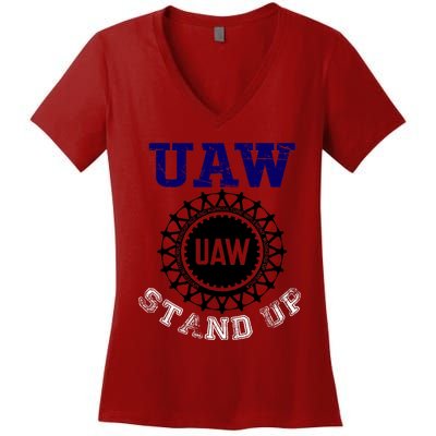 Uaw Strike Stand Up United Auto Workers Union Uaw Red Trending Women's V-Neck T-Shirt