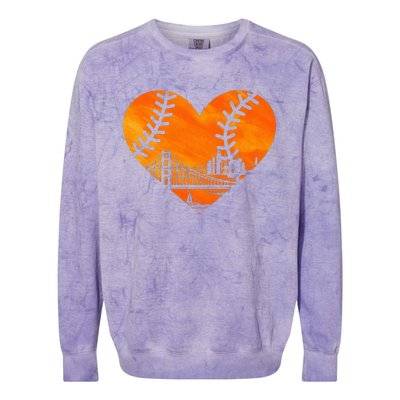 US State San Francisco Baseball Vintage Heart Colorblast Crewneck Sweatshirt