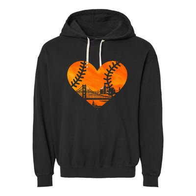 US State San Francisco Baseball Vintage Heart Garment-Dyed Fleece Hoodie