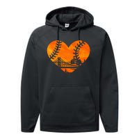 US State San Francisco Baseball Vintage Heart Performance Fleece Hoodie