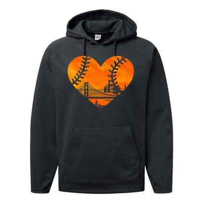 US State San Francisco Baseball Vintage Heart Performance Fleece Hoodie