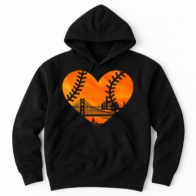 US State San Francisco Baseball Vintage Heart Hoodie