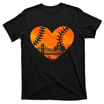 US State San Francisco Baseball Vintage Heart T-Shirt