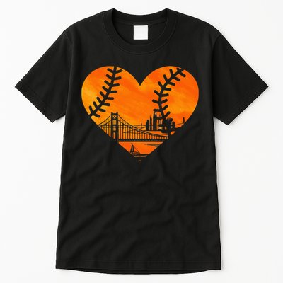 US State San Francisco Baseball Vintage Heart Tall T-Shirt