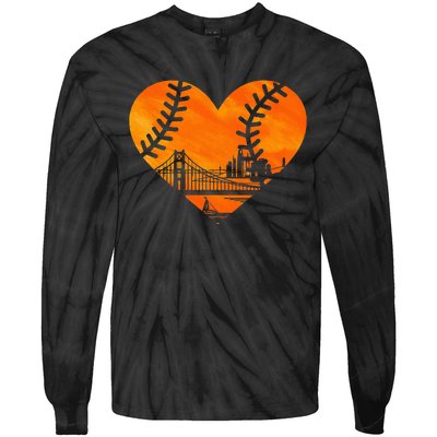 US State San Francisco Baseball Vintage Heart Tie-Dye Long Sleeve Shirt