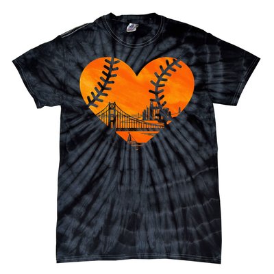 US State San Francisco Baseball Vintage Heart Tie-Dye T-Shirt