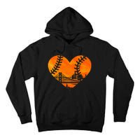 US State San Francisco Baseball Vintage Heart Tall Hoodie