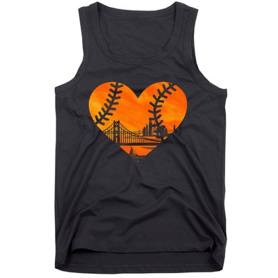 US State San Francisco Baseball Vintage Heart Tank Top