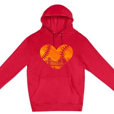 US State San Francisco Baseball Vintage Heart Premium Pullover Hoodie