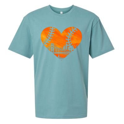 US State San Francisco Baseball Vintage Heart Sueded Cloud Jersey T-Shirt