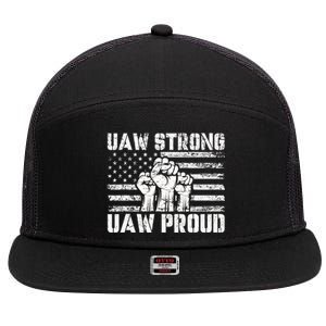 UAW Strong Solidarity UAW Proud Union UAW Laborer Worker 7 Panel Mesh Trucker Snapback Hat