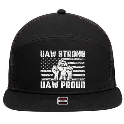 UAW Strong Solidarity UAW Proud Union UAW Laborer Worker 7 Panel Mesh Trucker Snapback Hat