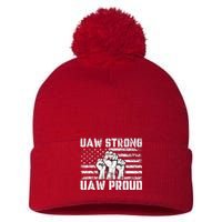 UAW Strong Solidarity UAW Proud Union UAW Laborer Worker Pom Pom 12in Knit Beanie