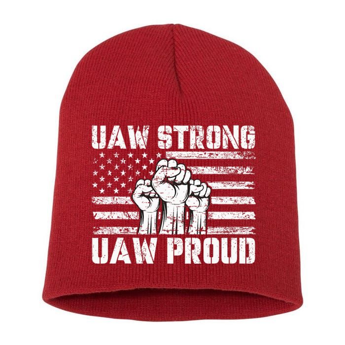 UAW Strong Solidarity UAW Proud Union UAW Laborer Worker Short Acrylic Beanie