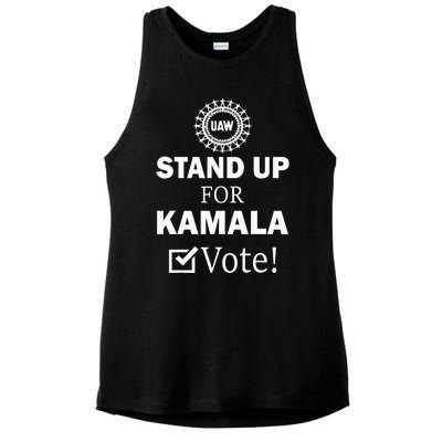 Uaw Strike Stand Up For Kamala Vote Uaw Red Ladies PosiCharge Tri-Blend Wicking Tank