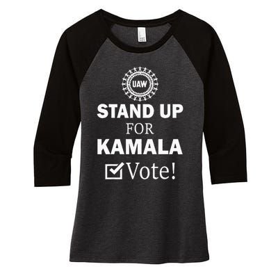 Uaw Strike Stand Up For Kamala Vote Uaw Red Women's Tri-Blend 3/4-Sleeve Raglan Shirt