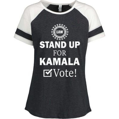 Uaw Strike Stand Up For Kamala Vote Uaw Red Enza Ladies Jersey Colorblock Tee