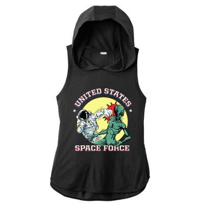 United States Space Force Funny Space Lover & Ufo Alien Ladies PosiCharge Tri-Blend Wicking Draft Hoodie Tank