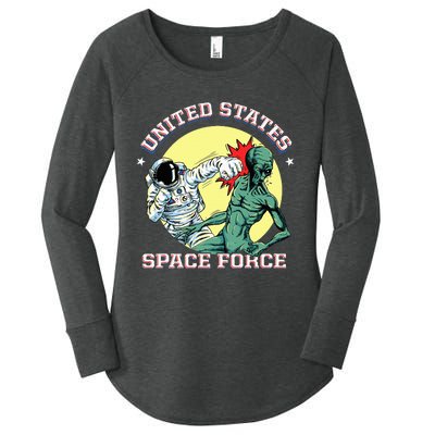 United States Space Force Funny Space Lover & Ufo Alien Women's Perfect Tri Tunic Long Sleeve Shirt