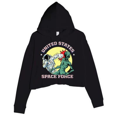 United States Space Force Funny Space Lover & Ufo Alien Crop Fleece Hoodie