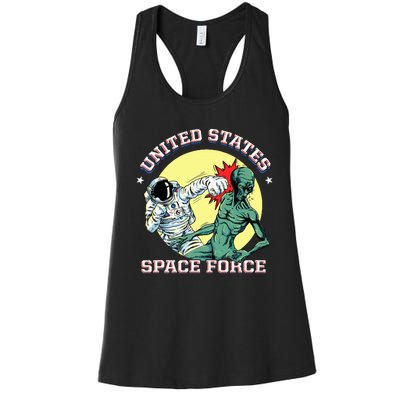 United States Space Force Funny Space Lover & Ufo Alien Women's Racerback Tank