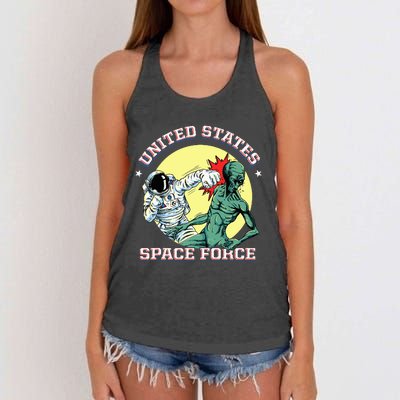 United States Space Force Funny Space Lover & Ufo Alien Women's Knotted Racerback Tank