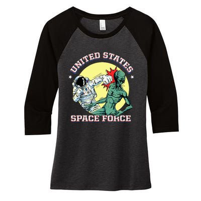 United States Space Force Funny Space Lover & Ufo Alien Women's Tri-Blend 3/4-Sleeve Raglan Shirt