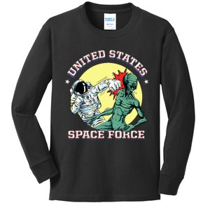 United States Space Force Funny Space Lover & Ufo Alien Kids Long Sleeve Shirt