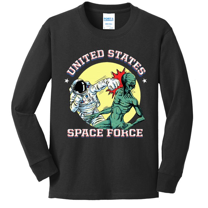 United States Space Force Funny Space Lover & Ufo Alien Kids Long Sleeve Shirt