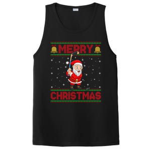 Ugly Sweater Style Santa Claus Playing Ice Hockey Christmas Gift PosiCharge Competitor Tank