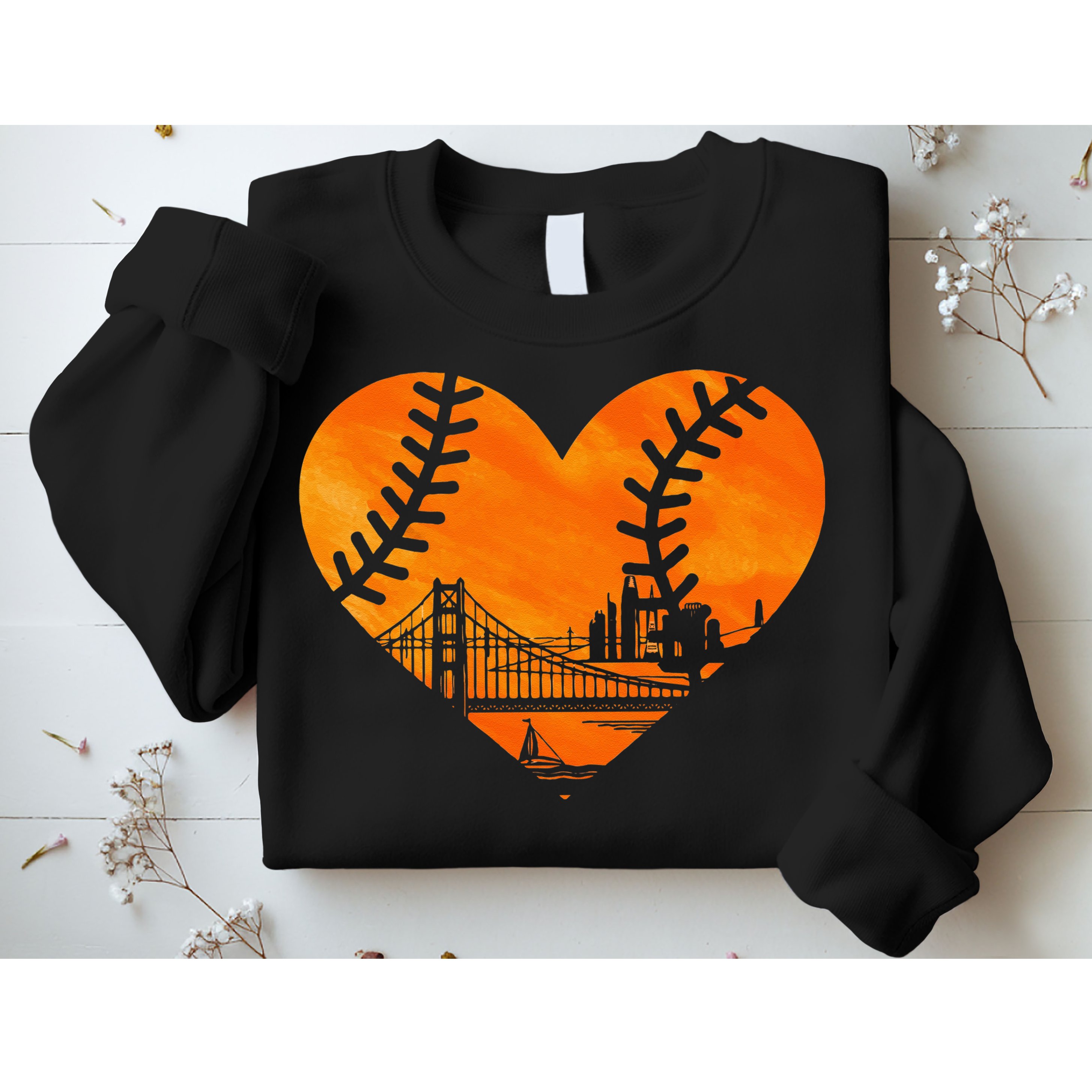 US State San Francisco Baseball Vintage Heart Sweatshirt