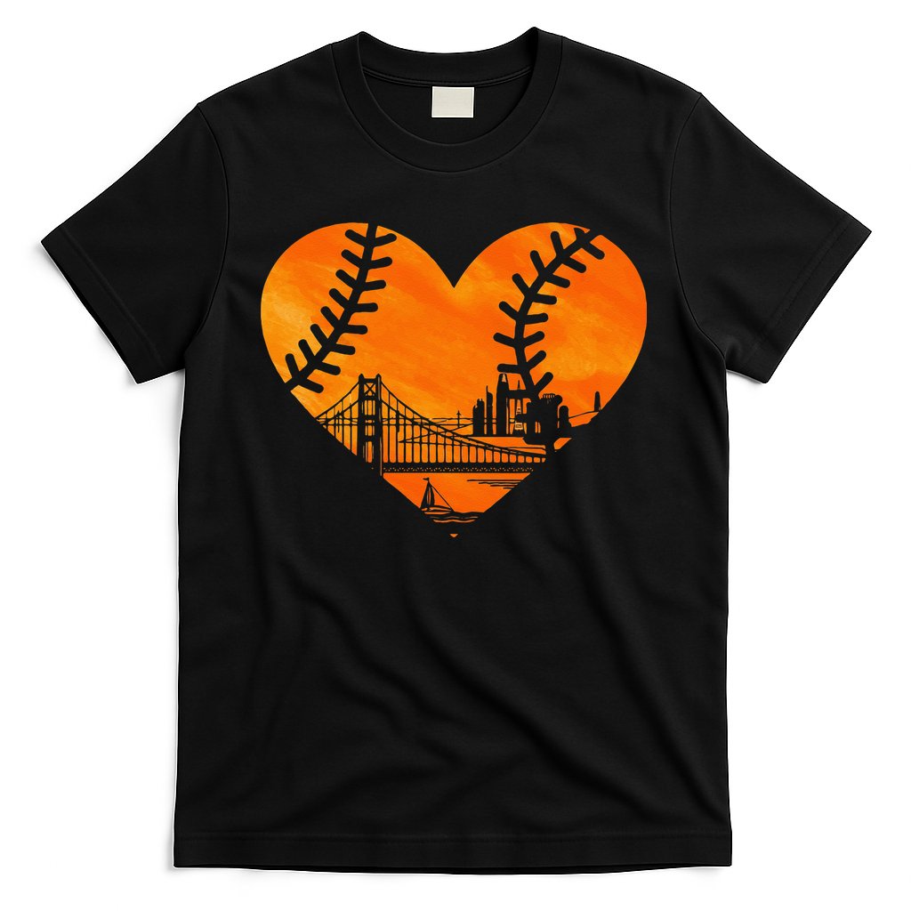 US State San Francisco Baseball Vintage Heart T-Shirt