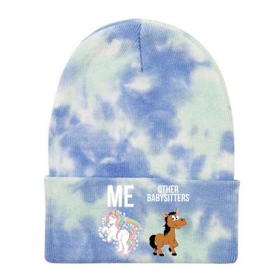 Unicorn Sitter Sitting Sitters Meaningful Gift Tie Dye 12in Knit Beanie