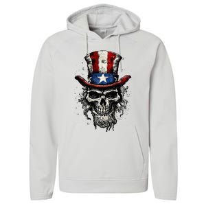 uncle sam skull Performance Fleece Hoodie