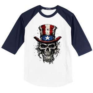 uncle sam skull Baseball Sleeve Shirt