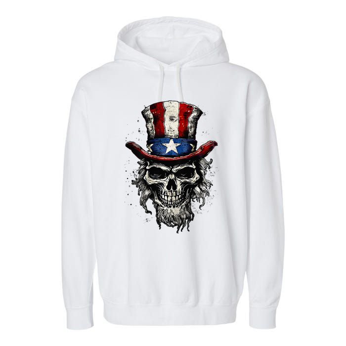 uncle sam skull Garment-Dyed Fleece Hoodie