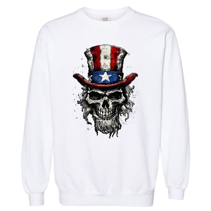 uncle sam skull Garment-Dyed Sweatshirt