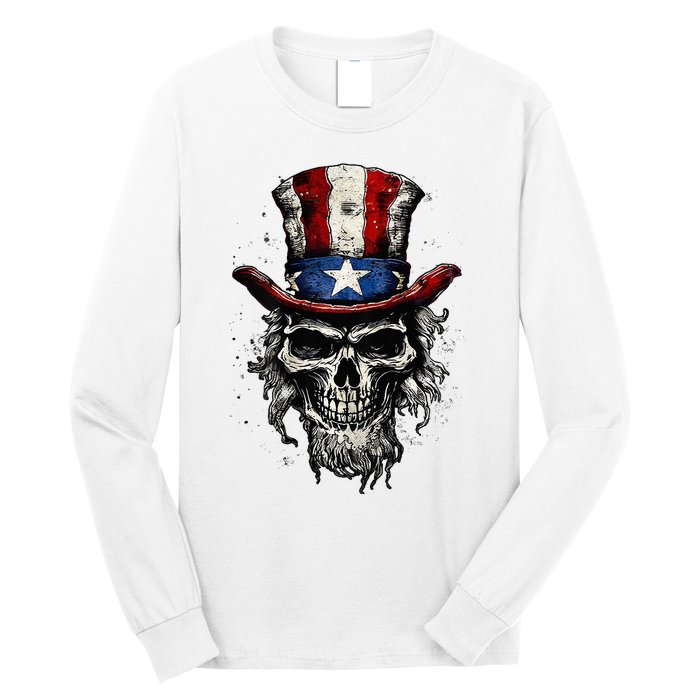 uncle sam skull Long Sleeve Shirt