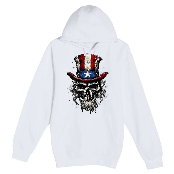 uncle sam skull Premium Pullover Hoodie