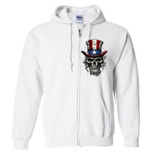 uncle sam skull Full Zip Hoodie