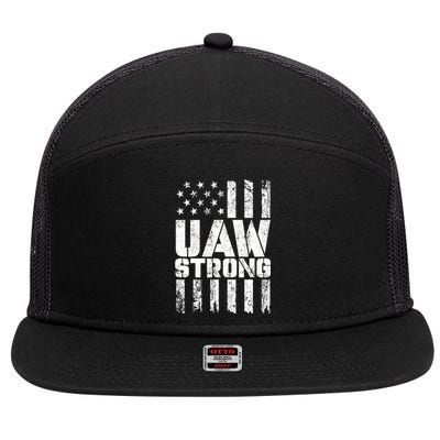 UAW Strong Solidarity UAW Proud Union UAW Laborer Worker 7 Panel Mesh Trucker Snapback Hat