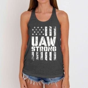 UAW Strong Solidarity UAW Proud Union UAW Laborer Worker Women's Knotted Racerback Tank