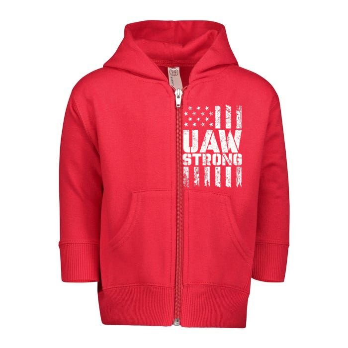 UAW Strong Solidarity UAW Proud Union UAW Laborer Worker Toddler Zip Fleece Hoodie