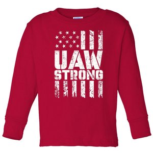 UAW Strong Solidarity UAW Proud Union UAW Laborer Worker Toddler Long Sleeve Shirt