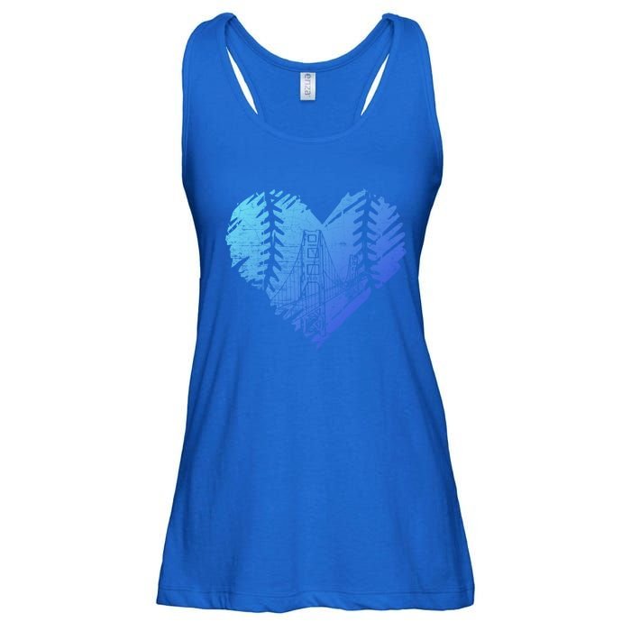 Us State San Francisco Baseball Vintage Heart Gift Ladies Essential Flowy Tank