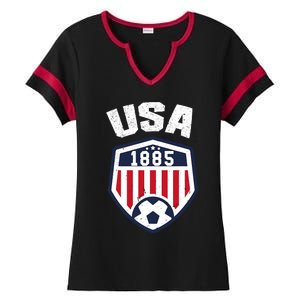 USA Soccer Shirt 1885 American Soccer USA Jersey Fan Ladies Halftime Notch Neck Tee