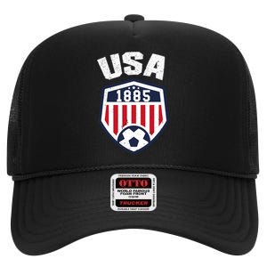 USA Soccer Shirt 1885 American Soccer USA Jersey Fan High Crown Mesh Back Trucker Hat