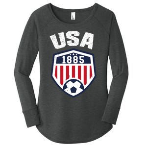 USA Soccer Shirt 1885 American Soccer USA Jersey Fan Women's Perfect Tri Tunic Long Sleeve Shirt