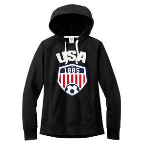 USA Soccer Shirt 1885 American Soccer USA Jersey Fan Women's Fleece Hoodie