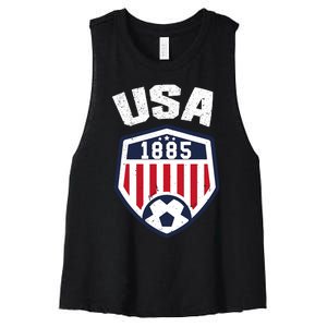 USA Soccer Shirt 1885 American Soccer USA Jersey Fan Women's Racerback Cropped Tank